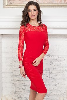 Красное платье с кружевом Angela Ricci