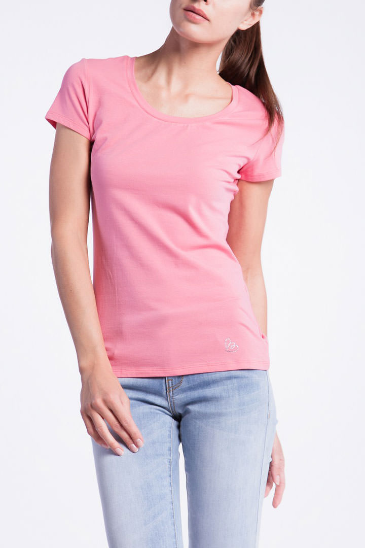 Фото товара 8089, однотонная розовая футболка