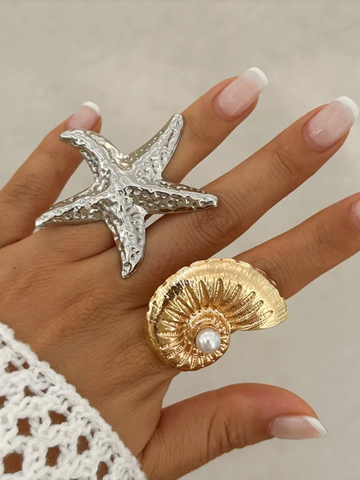 Фото товара 25609, кольцо ракушка бижутерия регулируемое безразмерное крупное