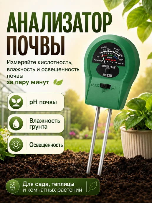 Фото товара 25504, ph метр кислотности и влажности почвы